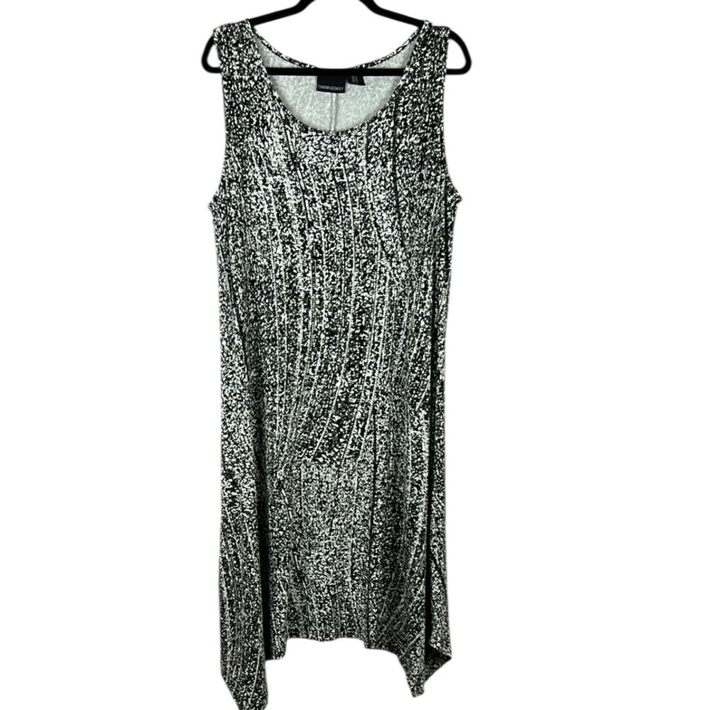 Cynthia Rowley Classic Asymmetrical Shark Bite Hem Shift Maxi Dress 1X Black